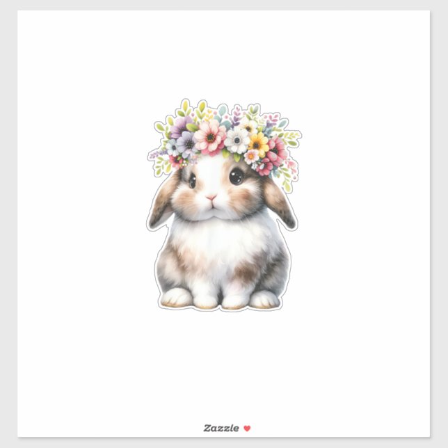 Sticker Lapin de Pâques pour femmes filles - Fleur de Lapi (Feuille)