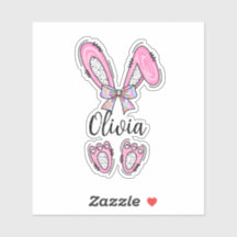 Sticker lapin de Pâques pour fille personnalisée