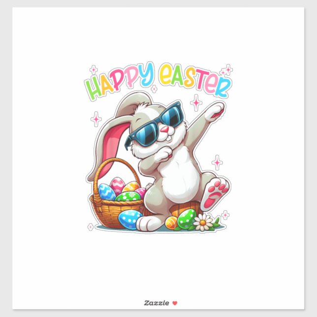 Sticker Lapin de Pâques qui fait le dab Funny Cadeau de Pâ (Feuille)