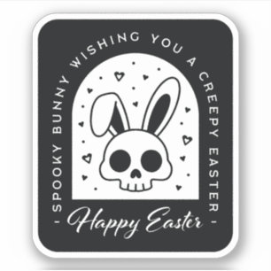 Sticker Lapin de Pâques squelette gothique joyeux et effra