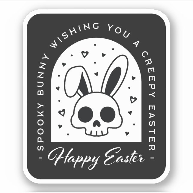 Sticker Lapin de Pâques squelette gothique joyeux et effra (Devant)