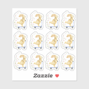 Sticker Lapin De Pâques Sur Un Scooter