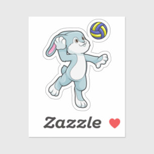 Sticker Lapin en sport avec volleyball