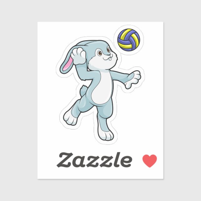 Sticker Lapin en sport avec volleyball (Feuille)