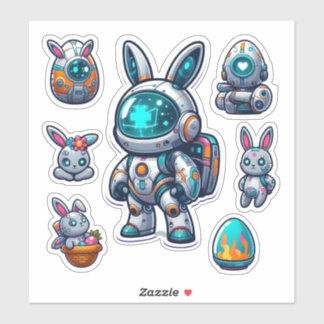 Sticker lapin futuriste pâques