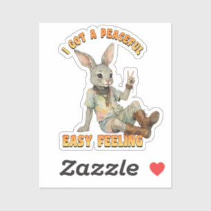 Sticker Lapin Hippie Boho Paisible Détendu