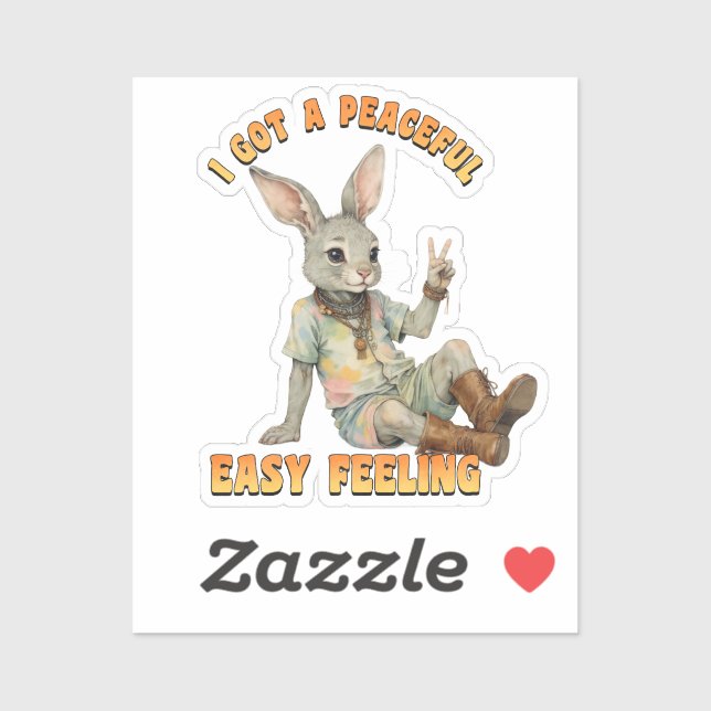 Sticker Lapin Hippie Boho Paisible Détendu  (Feuille)