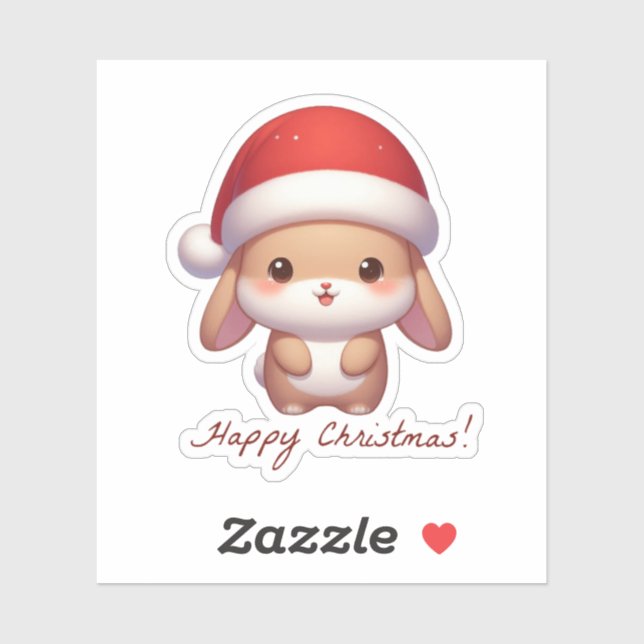Sticker lapin joyeux de noël, lapin mignon (Feuille)