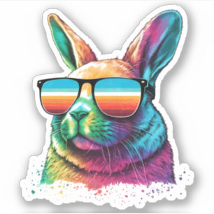 Sticker Lapin lapin ensoleillé en lunettes de soleil