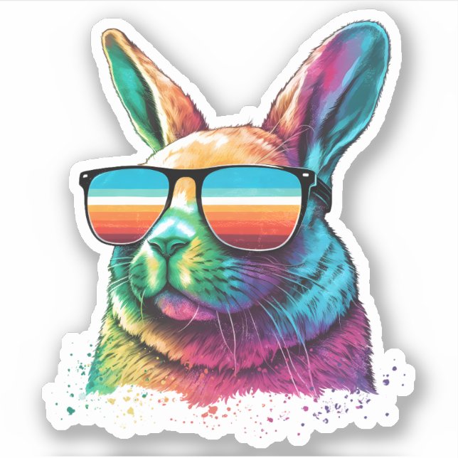 Sticker Lapin lapin ensoleillé en lunettes de soleil (Devant)