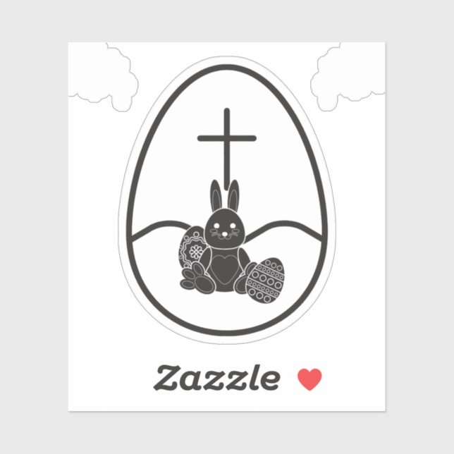 Sticker Lapin noir unique dans l'oeuf (Feuille)