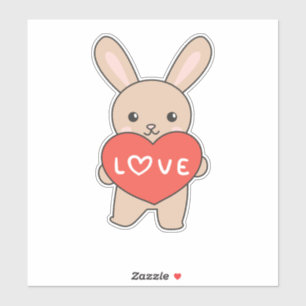 Sticker Lapin Pour La Saint Valentin Beaux Animaux Avec Co
