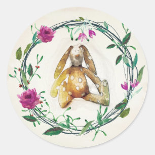 Sticker lapin rose Floral
