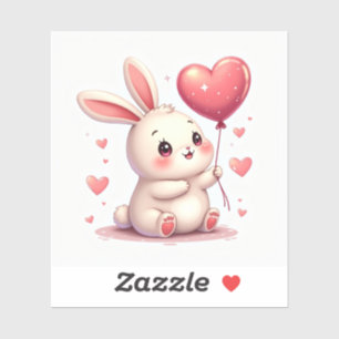 Sticker Lapin Rougissant avec Ballon en Forme de Cœur – Ka