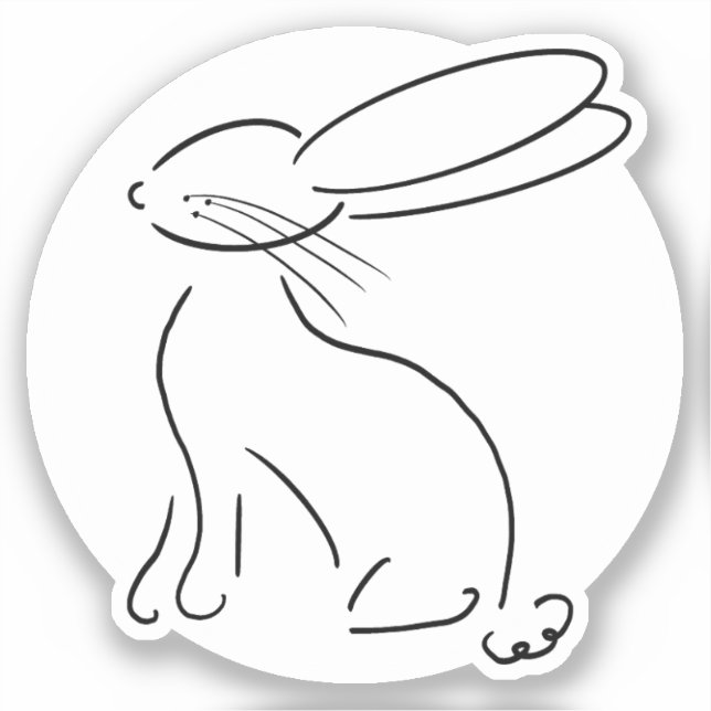 Sticker lapin simple bunny outline noir moderne simple  (Recto)