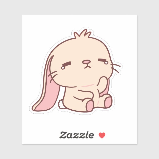 Sticker Lapin Triste Mignon (Feuille)