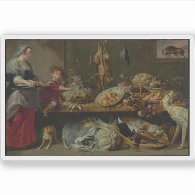 Sticker Larder Still Life avec Housekeeper et Young Boy (Devant)