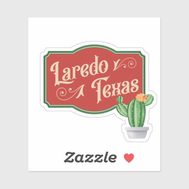 Sticker Laredo, Texas Avec Cactus À Poires (Feuille)