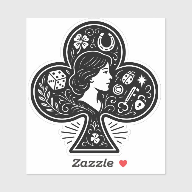 Sticker L'As des Clubs — Lady Luck Cameo (Feuille)