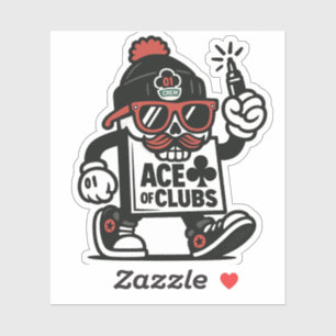Sticker L'As des Clubs Street Mascot — Poker Grind Crew