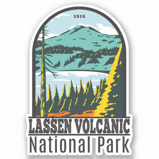 Sticker Lassen Volcanic National Park Californie Vintage (Devant)