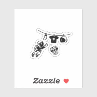 Sticker “Laundry Day in Space Minimal Cosmic Humor Design"