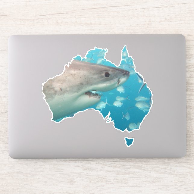 Sticker L'Australie Forme un grand requin blanc en gros pl (Ordinateur)