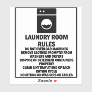 Sticker Lave-linge - Règles de la chambre Lave-linge - Sti