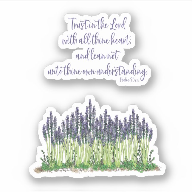 Sticker Lavender Garden Design. Un verset encourageant. (Devant)