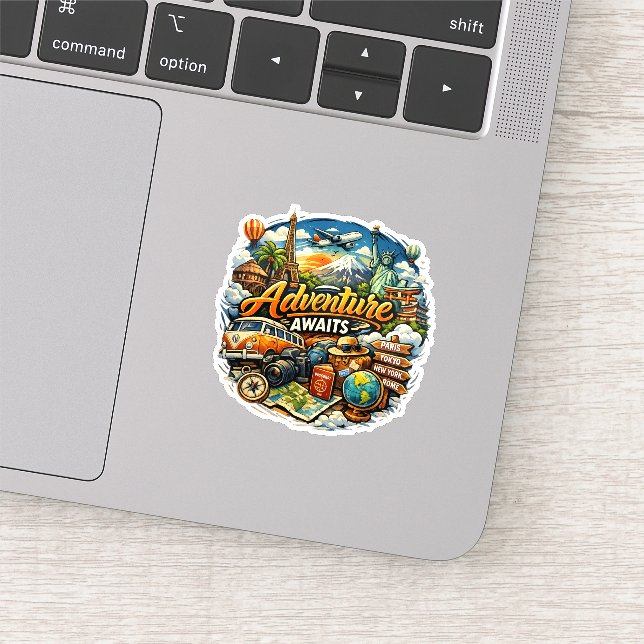 Sticker L'aventure Attend Collage De Voyage Vacances Vinta (Détail)