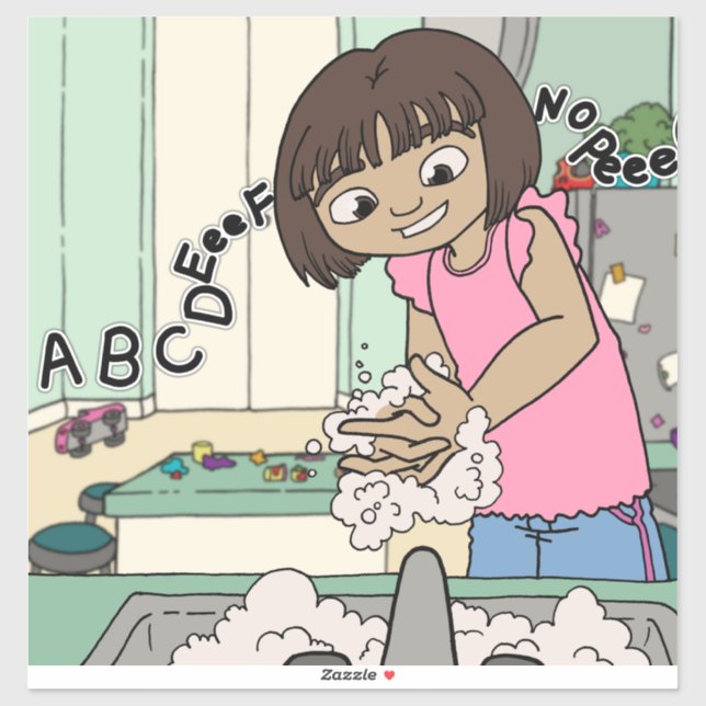 Sticker Laver les mains (Feuille)