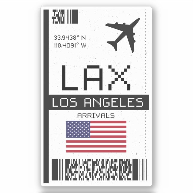 Sticker LAX Los Angeles Boarding Pass - California Travel (Devant)