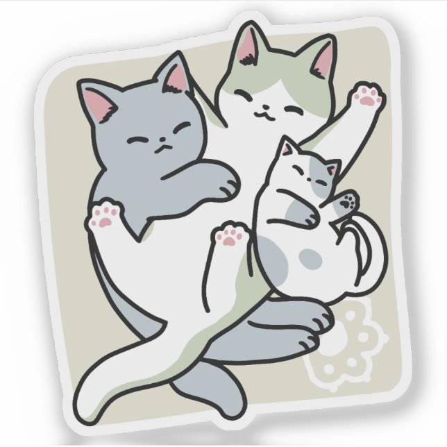 Sticker Laze Furr Days - Cute Lazy Cats Design (Devant)