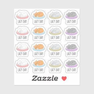 Sticker Lazy Relaxation Chillout Jour Dormir Chats Cosy