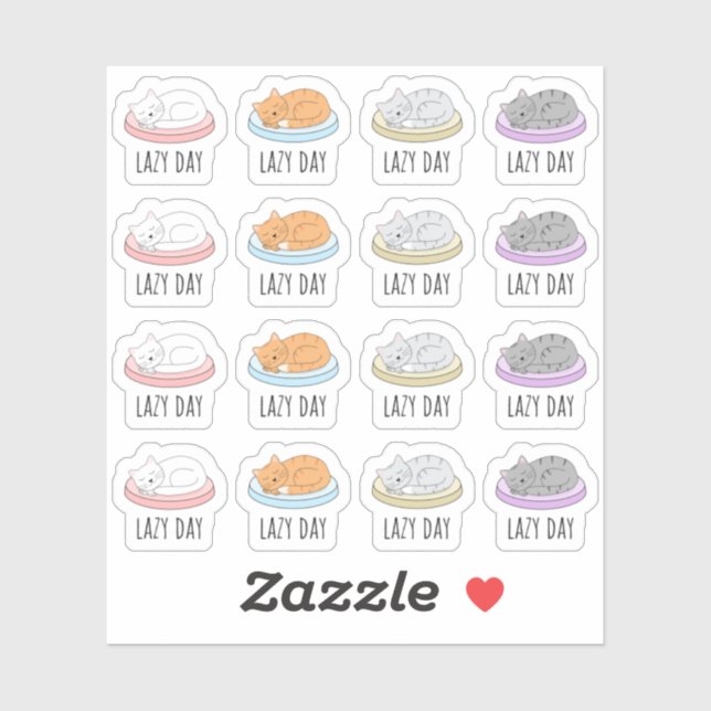Sticker Lazy Relaxation Chillout Jour Dormir Chats Cosy (Feuille)