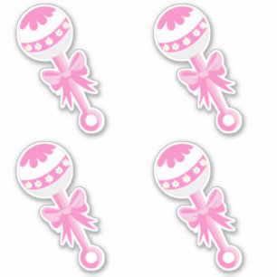 Sticker Le baby shower rose cliquette avec l'arc