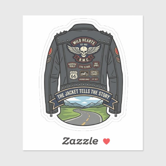 Sticker Le blouson raconte l'histoire biker moto (Feuille)
