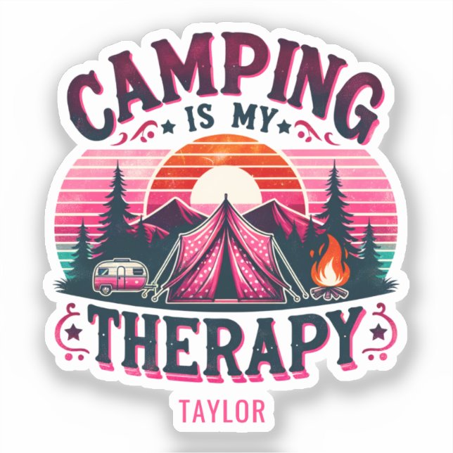 Sticker Le Camping Est Ma Thérapie (Recto)