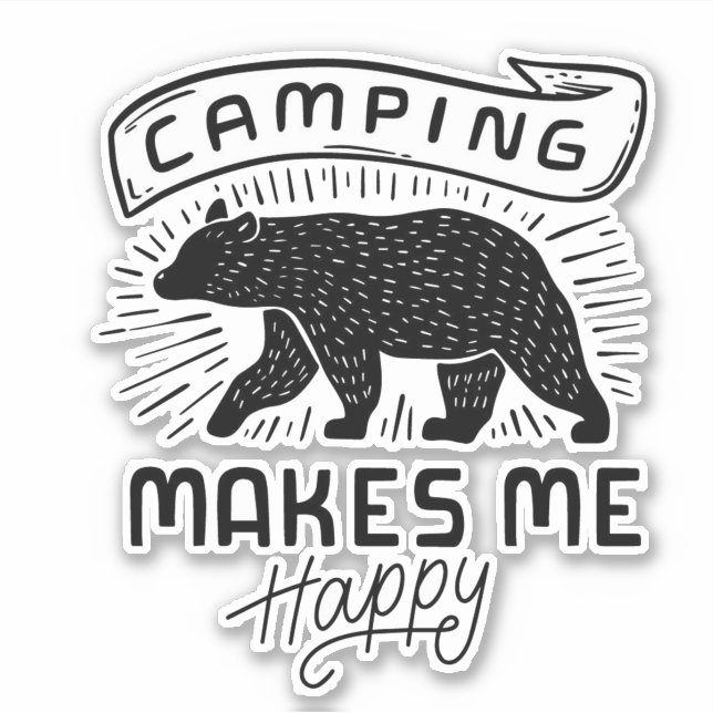 Sticker Le Camping Me Rend Joyeux Ours (Devant)