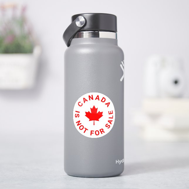 Sticker Le Canada n'est pas en vente texte rouge feuille d (HydroFlask)