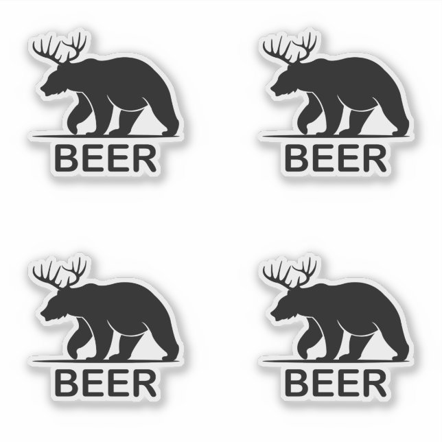 Sticker Le Cerf D'Ours Fait De La Bière Animal Drôle (Devant)