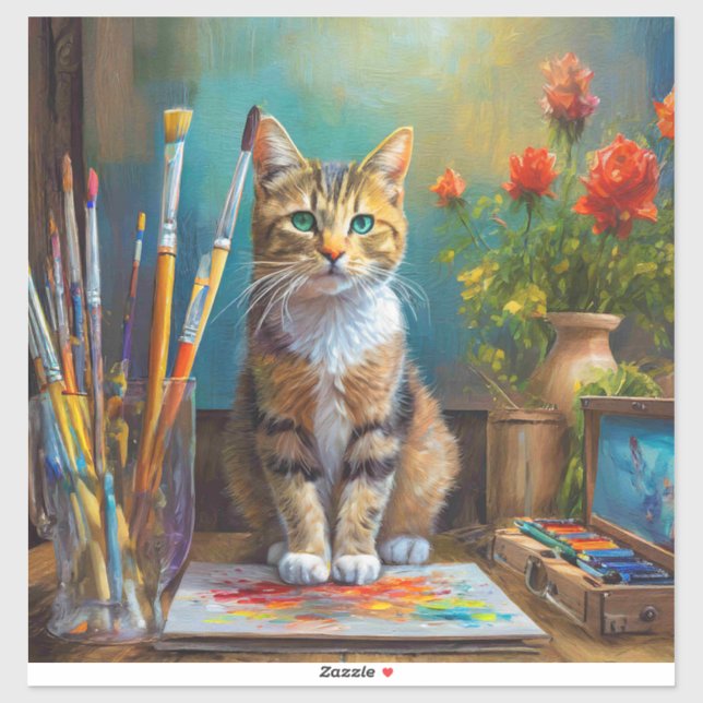 Sticker Le Chat Artistique (Feuille)