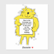 Le chat tient une affiche