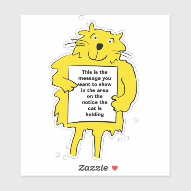 Sticker Le chat tient une affiche (Feuille)