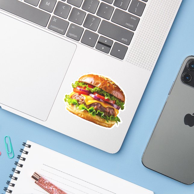 Sticker Le cheeseburger appétissant de SlipperyJoe crousti (Ordinateur portable avec iPhone)