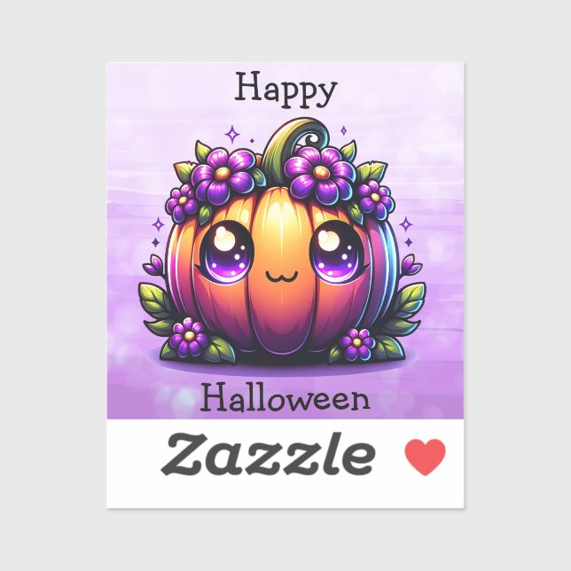 Sticker Le Citrouille d'Halloween de Cute Chibi (Feuille)