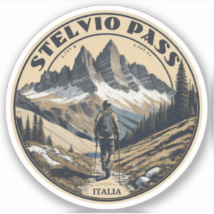 Sticker Le col du Stelvio Italie Suisse