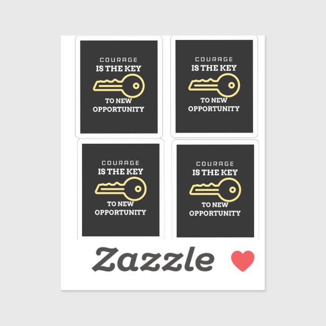 Sticker Le courage est la clé d'une nouvelle opportunité (Feuille)