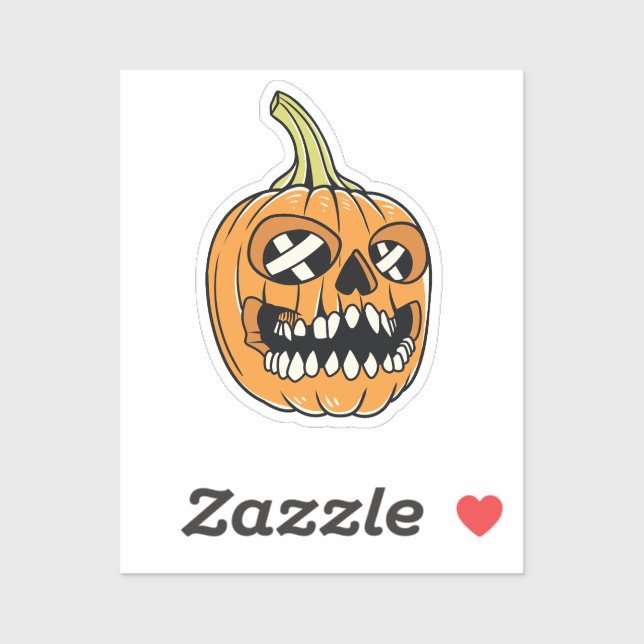 Sticker le crâne citrouille Jack-o'-lantern, (Feuille)
