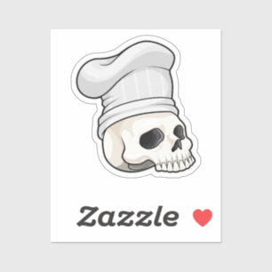 Sticker Le crâne cuisiné avec le casquette chef